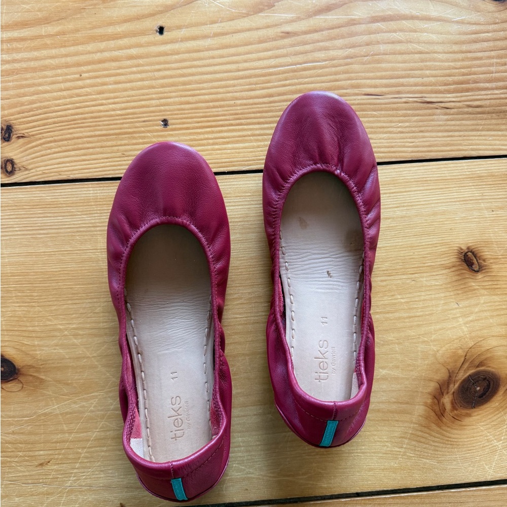 Tieks Maroon Leather Flats